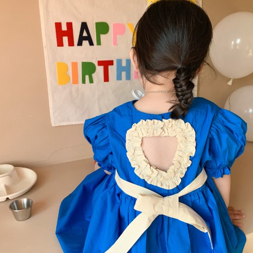 여아 여름 원피스 공주풍 퍼프소매 플로럴 나들이룩