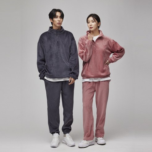 메르데이 여성 남성 빅사이즈 기모 반집업 맨투맨 밴딩바지 조거팬츠 와이드팬츠 트레이닝 상하의 세트 4color