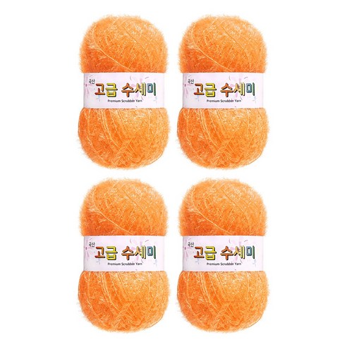 울클럽 별꽃수세미 DIY 고급수세미실 80g 4볼세트 + 동영상제공, 143감귤색