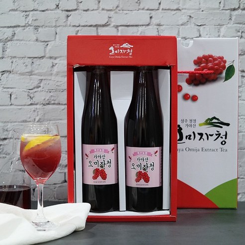 가야산 고랭지 오미자청 선물용 500ml 2병 농장직송