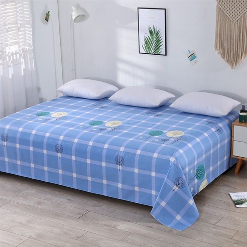 (주문 제작) 면오래 된 거친 천 캉 싱글 대형 침대 시트 다다미 두꺼운 캔버스 시골 캉 침대 시트 컬러풀 별 . m x . m (세탁 후 약 % 수축), 2m x 2.3m (1.5m 침대용), 좋은 삶 - 파란색