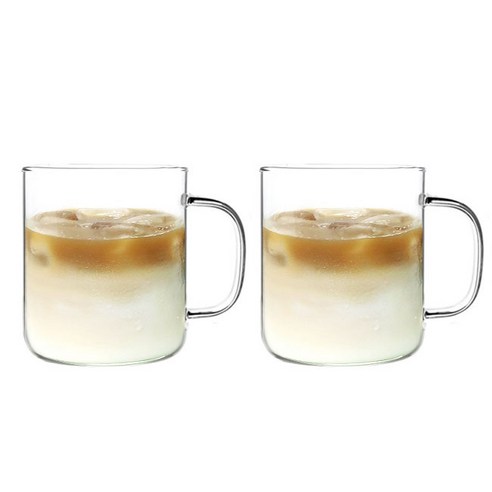 Bestra 홈카페 내열유리 머그컵 500ml, 투명, 2개