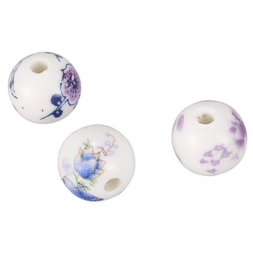 30PCS 혼합 된 꽃 패턴 라운드 세라믹 비즈 12mm (4/8 인치) 직경.