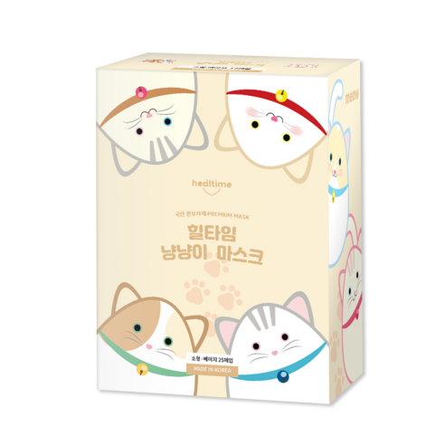힐타임 냥냥이 마스크 소형, 25개입, 3개, 베이지
