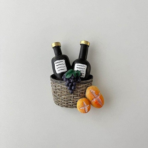 3 차원 부드러운 소품 만화 자석 마그네틱 스티커 장식 귀여운 크리 에이 티브 냉장고 스티커, 음식 냉장고 자석/샴페인 포도 빵 바구니, 중간