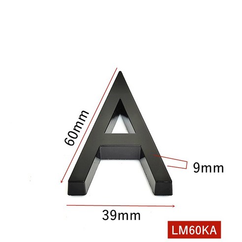 5.8CM 3D 자체 접착 현대 문 번호 플라크 문 플레이트 번호 집 번호 호텔 방 주소 숫자 스티커 사인 라벨 DIY, 하나, Black A