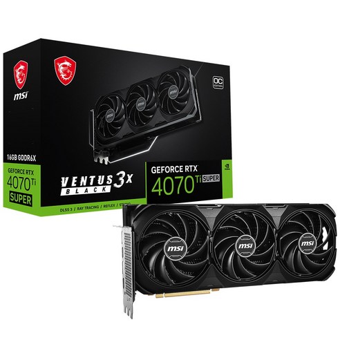 MSI 지포스 RTX 4070 Ti SUPER 벤투스 3X 블랙 OC D6X 16GB