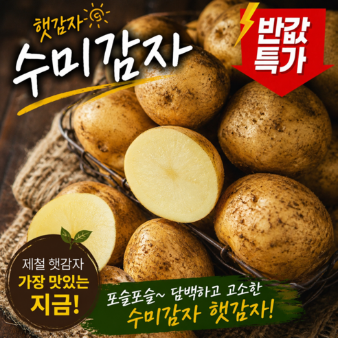 [초가성비]역대급특가 따끈포슬 담백고소 햇 수미감자, 1박스, 2kg(중)