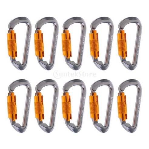 10 pcs 25KN 안전 버클 후크 등반 버튼 스냅 후크, 회색, {"수건소재":"알루미늄 마그네슘 합금"}