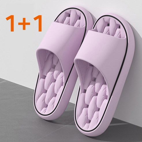 여성용 메가잇템 예쁜 에바 논슬립 푹신한 물빠짐 욕실 슬리퍼, 2개, 퍼플