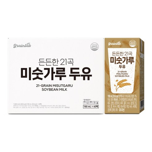 그레인랩 든든한 21곡 미숫가루두유, 40개, 190ml
