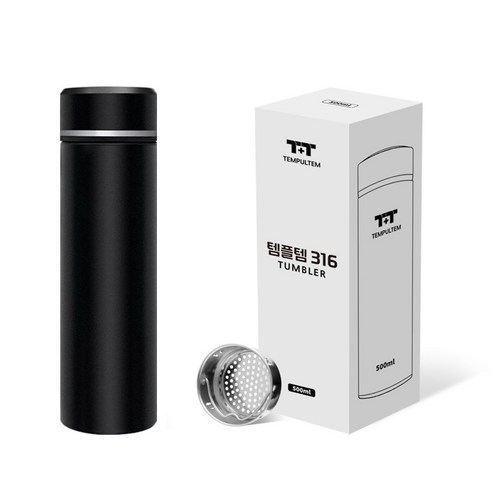 리유저블 316스텐 텀블러 500ml, 블랙, 1개