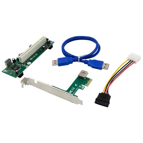 PCI 익스프레스 PCI 어댑터 카드 PCI 4 핀 SATA 전원 케이블 커넥터가있는 PCI 슬롯 확장 카드로 PC 용, 초록, 하나