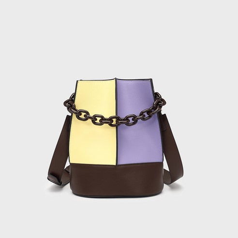 정품 가죽 여성 가방 틈새 디자인 대비 색 양동이 가방 새로운 가방 Crossbody 어깨 체인 핸드백