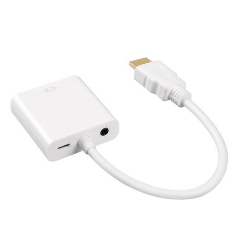 HDMI 케이블 HDMI-VGA 1080P 디지털 오디오 변환기 HDTV HDCP 남성-여성 컴퓨터 데스크탑, 흰색 오디오 파워, 17cm., 아직도
