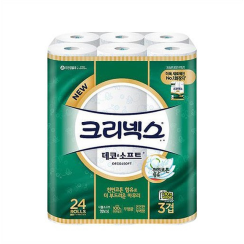 화장지 24롤 1팩, 데코앤소프트 3겹 30m 크리넥스데코앤소프트 화장지 24롤 1팩, 데코앤소프트 3겹 30m 크리넥스데코앤소프트