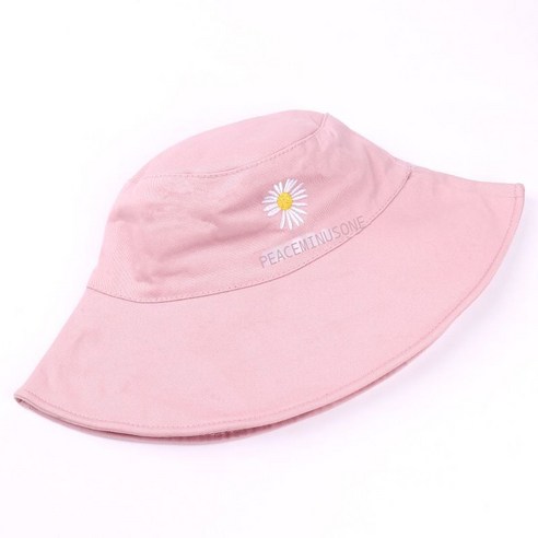 여름 차양 자외선 차단 어부 모자 야외 자외선 차단 순색 자수 국화 자모 대야 모자, 평균, 핑크/핑크