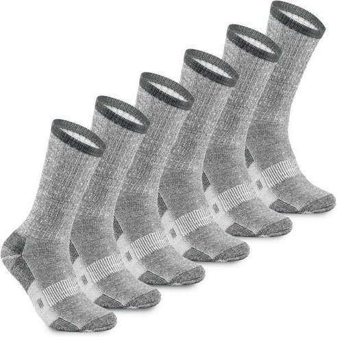 MERIWOOL 아웃도어 양말 등산 등산양말 메리울 메리노 울 경량 하이킹 쿠션 냄새 방지 크루 남녀용 3켤레 Q1257094, Large, Gray, Gray