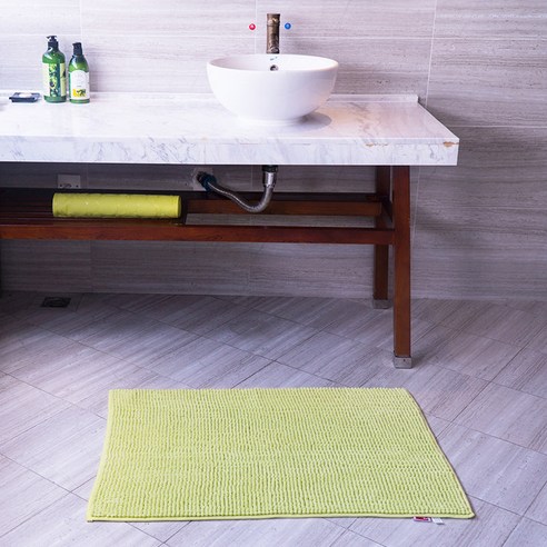 Chenille 흡수성 바닥 매트 욕실 수건 카펫 가정용 바닥 매트 침실 도어 매트 기계 세척, 노란색 녹색