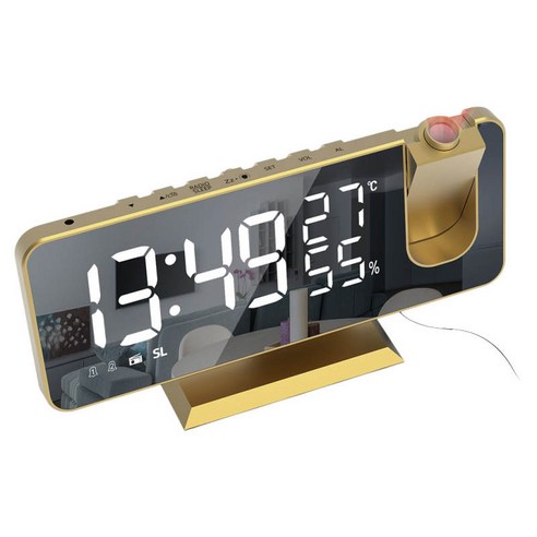 디지털 알람 시계 Led 조명 야간 램프 거울 표면 메이크업 머리맡 시계 가정용, Abs 플라스틱, 금 - 가격 변동 추적 그래프 -  역대가