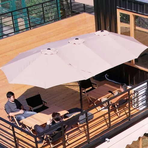 특대형파라솔 초대형파라솔 카페파라솔 트윈파라솔 야외그늘막 물통미포함 5color, 트윈파라솔 브라운