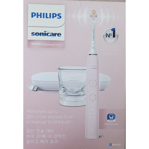 필립스 소닉케어 다이아몬드클린 9000 전동칫솔, HX9914/76, 핑크, 1개