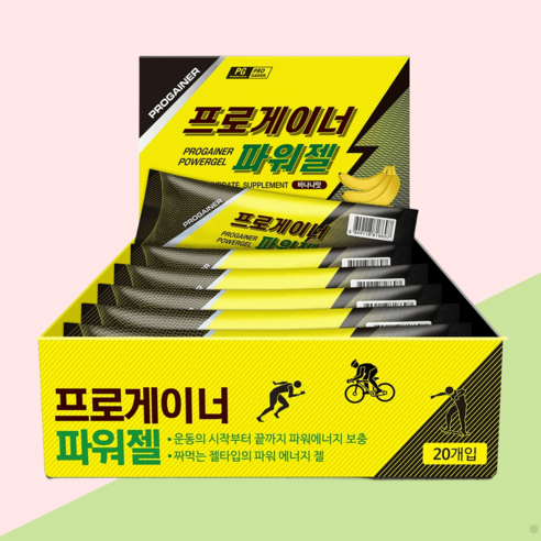 프로게이너 파워젤 바나나맛 1박스 20개 자전거 마라톤 등산 라이딩 철인3종 에너지젤/스포츠젤, 40g, 40개