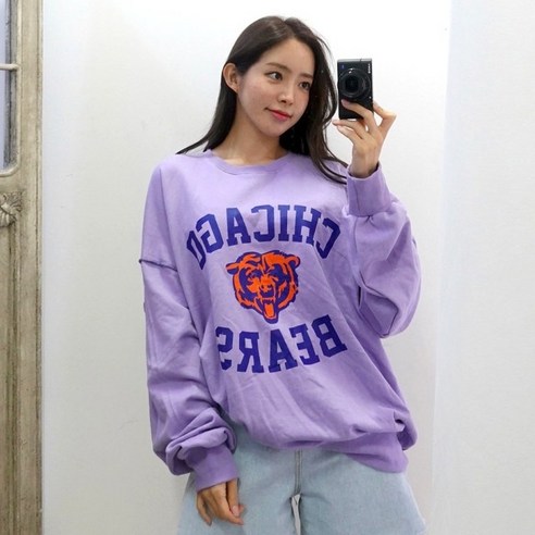 이힝 불곰 프린팅 루즈핏 롱 맨투맨