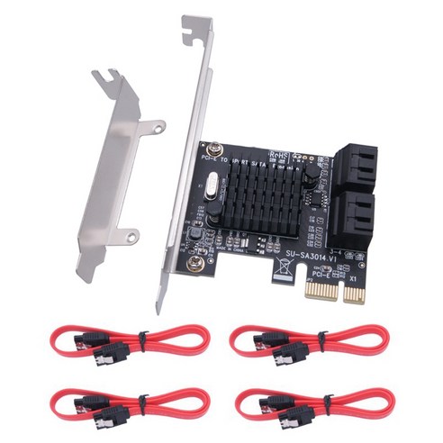 4 포트 SATA III 확장 카드 6Gbps PCIe 1x Sata 3.0 어댑터 변환기 카드 지원 IPFS 하드 디스크 장치 카드, 보여진 바와 같이, 하나