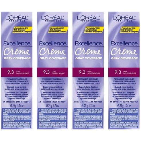 로레알 엑셀런스 크림 그레이 커버리지 49.29g, 9.3 Light Golden Blonde, 4개