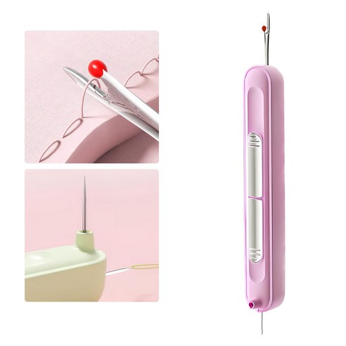 루이 휴대용 실꿰기 실밥제거기 이중 기능의 컴팩트 바느질 도구, 보라색, 1개