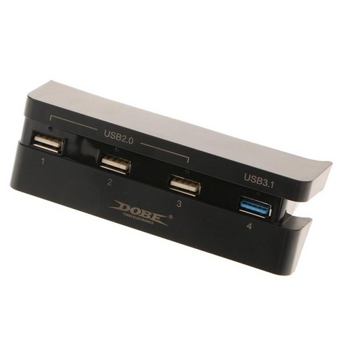 PS4용 - 포트 허브 USB 3.1 고속 확장 충전기 어댑터, 블랙, 설명, 플라스틱