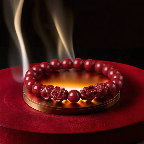 경면주사의 신비로운 힘으로 행운과 풍요를 위한 엘아즈 비휴 팔찌