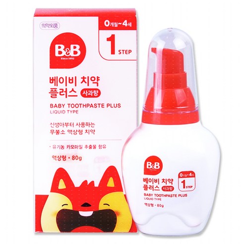 비앤비 베이비 치약 플러스 액상형 / 사과향, 1개, 80ml