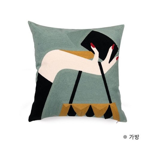 아마존 핫 판매 코튼 기하학 자수 소파 베개 케이스 북유럽 거실 침실 소파 쿠션 사용자 정의, 45*45cm 싱글 베개, 핸드백