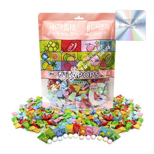 한국총판 공식수입 샤오커오라 비타팝스캔디 12가지맛 믹스, 500g, 1개
