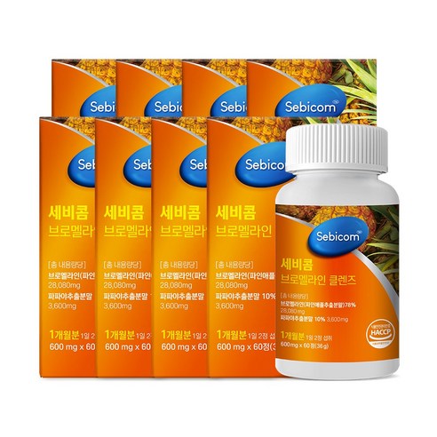 브로멜라인 파인애플 효소 발효 600mg, 8개, 60정