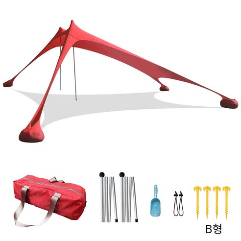 비치 텐트 라이카 잔디 선탠 선루프 아웃도어 낚시 캠핑 텐트 미디엄 2-8명 300*300*200cm, SKU-02-B-붉은색 Red
