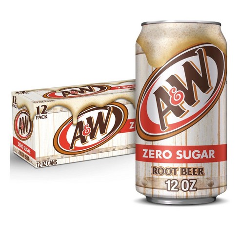 A;W 루트 비어 제로 소다 팝 355ml 12캔 / A;W Zero Sugar Root Beer Soda 12 fl oz 12 Cans