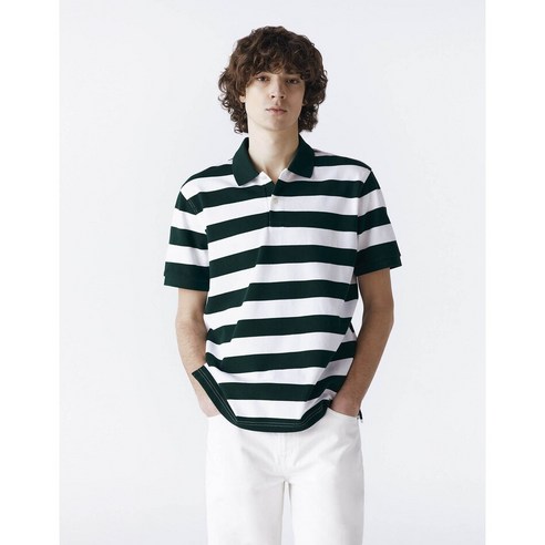 [지오다노]2024스트라이프 카라티 014503 01(그린+화이트STR)