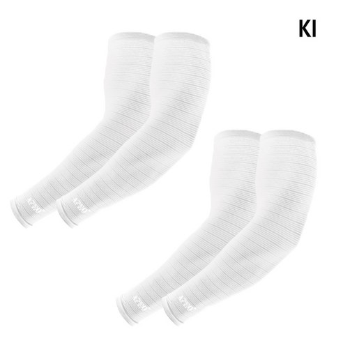 KI 스트라이프 냉감 실키 아이스 쿨토시 팔토시 2P x 2세트, 화이트,화이트, 2개