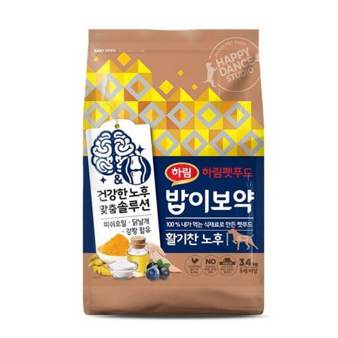 하림펫푸드밥이보약 강아지 기능성 사료, 시니어, 3.4kg, 1개
