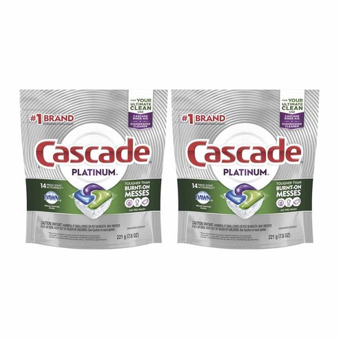 Cascade 플래티넘 액션팩 프레시 식기세척기용 세제, 221g, 2개