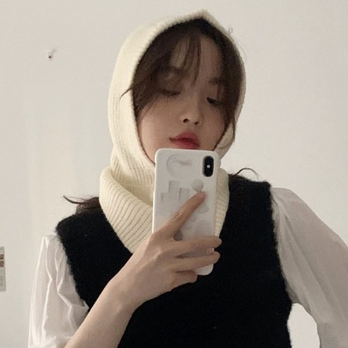 따뜻해겨울까지 투버튼 단추 니트 바라클라바