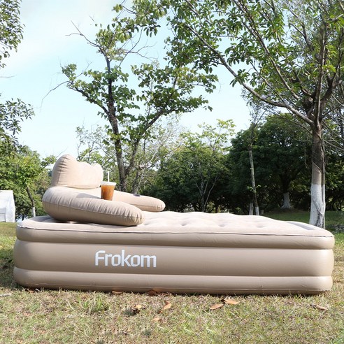 [봄시즌 특가] 캠핑 에어매트 캠핑매트 자충 캠핑용 휴대용 에어 매트리스 더블 (베개 2개 포함)