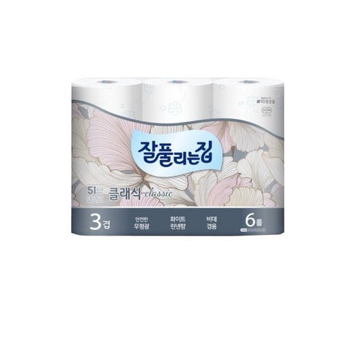 잘풀리는집 클래식 3겹 퀄팅 롤화장지 25 m, 6롤, 1개