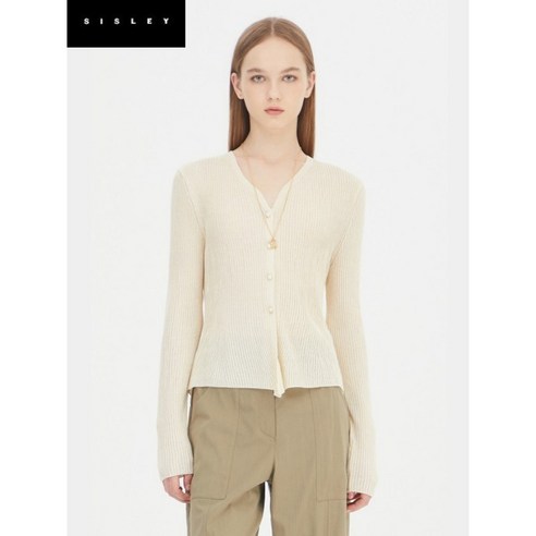 시슬리 콩단추 페플럼 니트 가디건 SAKCA3441