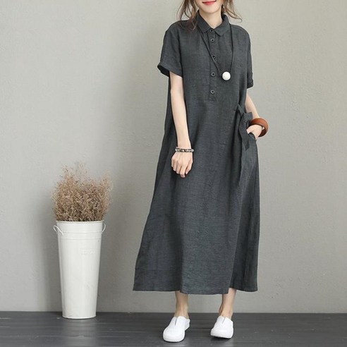 POMTOR 여성 빅사이즈 여름 롱원피스 반팔 면 마원피스 여성원피스 린원피스 POMTOR 여성 빅사이즈 여름 롱원피스 반팔 면 마원피스 여성원피스 린원피스