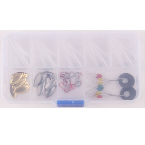 낚시 스푼이있는 48pcs 낚시 태클 상자 미끼 Sbirolino 수레 후크 링, 설명, 플라스틱, 설명