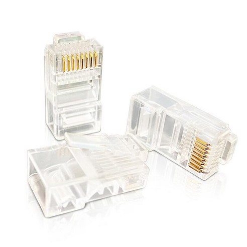 Retemporel 50 개 RJ45 커넥터 6U 금 도금통과 통해 이더넷 케이블 모듈 플러그 네트워크 RJ-45 크리스탈 헤드 Cat5 Cat5E, 1개, 투명 색상